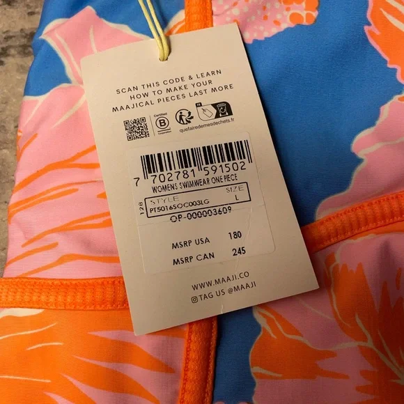 Maaji 🩷🧡🩵💙 Magnolia Mirage Cardi Long SleeveSwimsuit bathing suit NWT